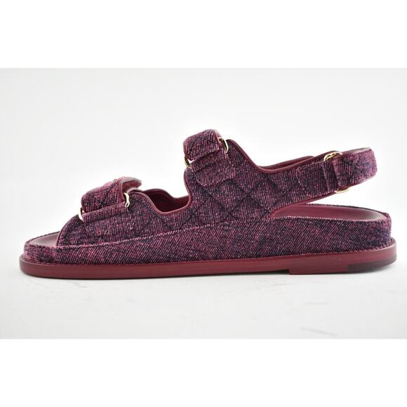 Chanel 21A Pink Velvet Denim CC Logo Mule Slide Strap Flat  Chanel 21A Pink Velvet Denim CC Logo Mule Slide Strap Flat Teva Dad Sandal 41